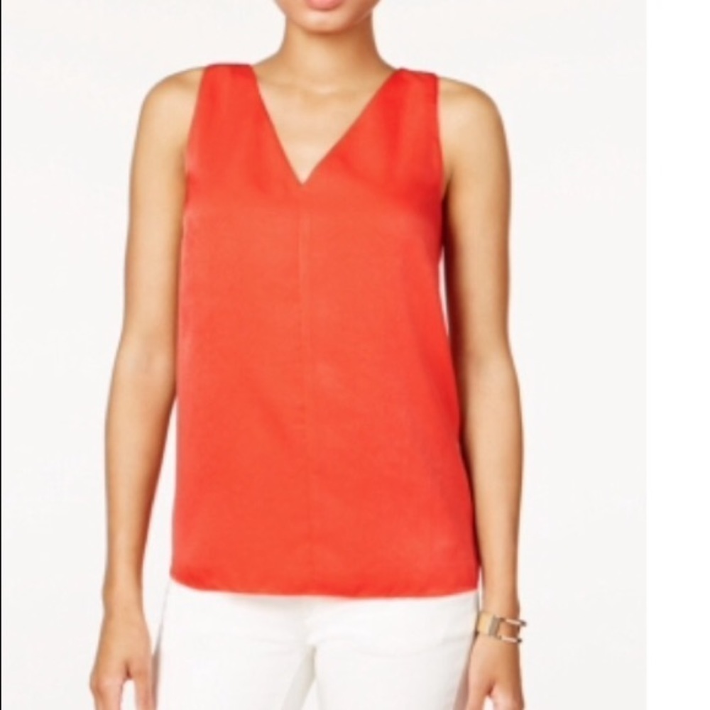 NEW Bar III Orange V-Back Sleeveless Blouse XS